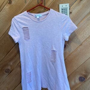Say What? Light Pink Distressed Tee